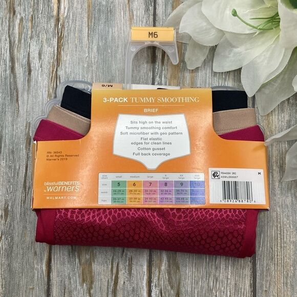 Tummy-Smoothing Microfiber Briefs Panties Underwear 2, 3-Packs Size M6 - Picture 3 of 3